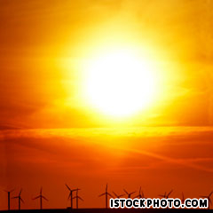 Sun wind turbine farm